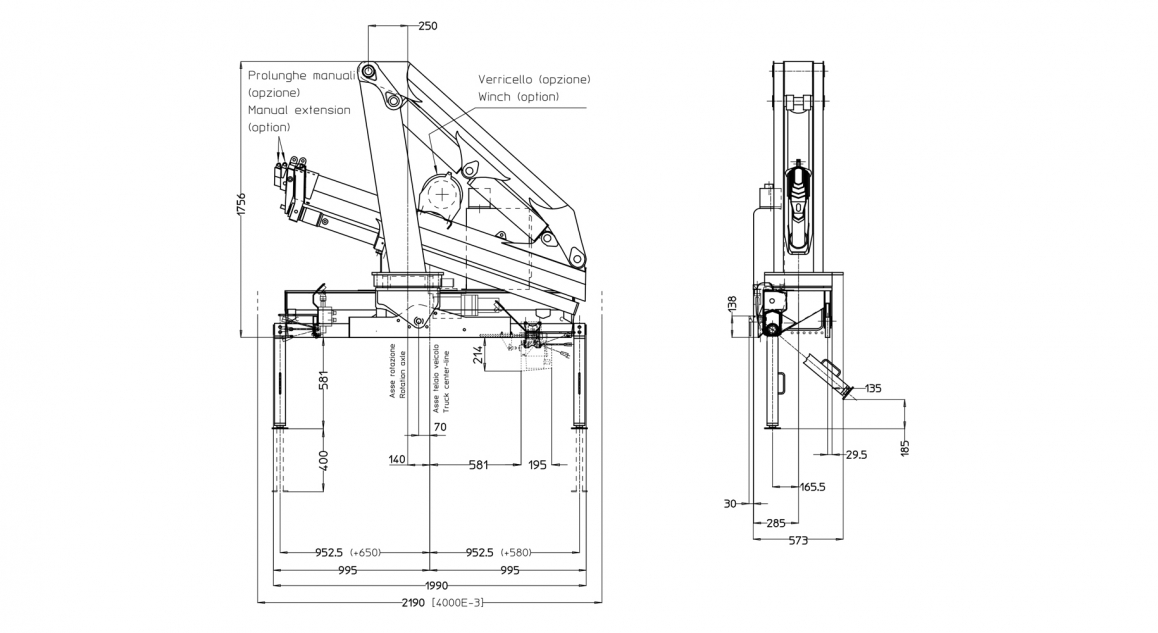 Serie 4000 E - Table of <strong>dimensions</strong>