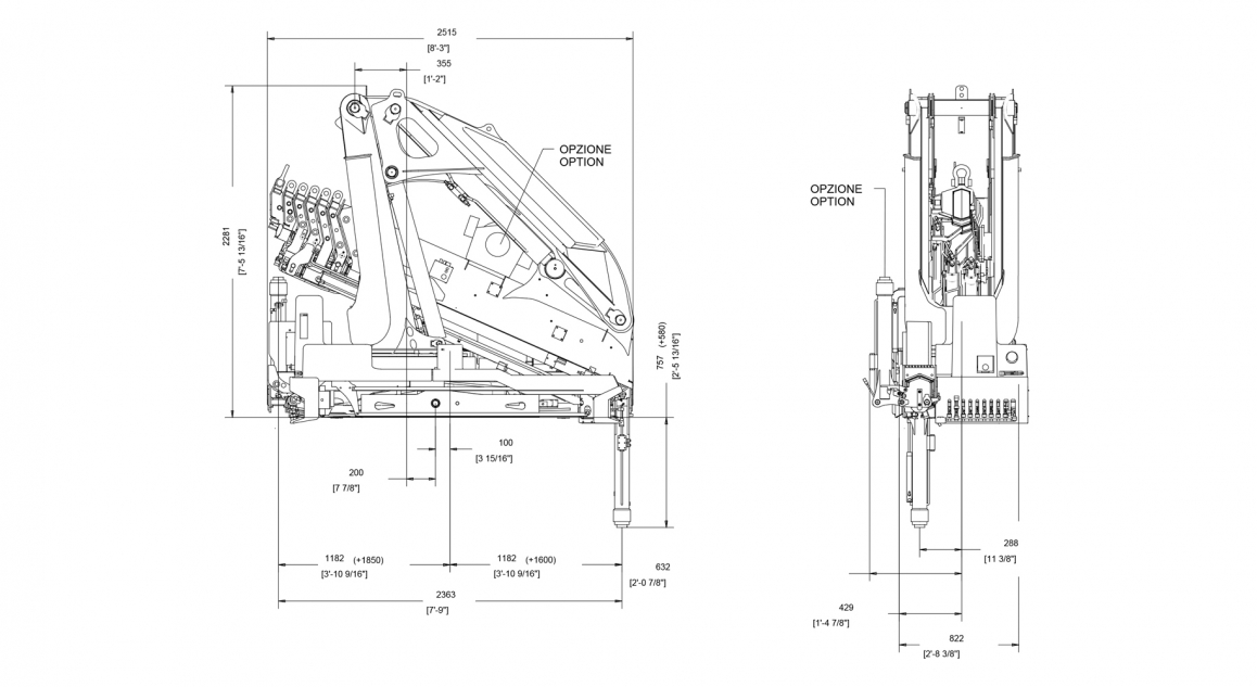 Serie 22500 E ASC Plus - Table of <strong>dimensions</strong>